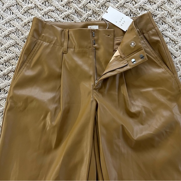 A New Day Brown Pleather Trousers Pants Faux Leather New Tags Size 6 - Picture 3 of 16